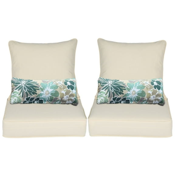 Aoodor 24'' x 24'' Outdoor & Indoor Deep Seat Cushion Set, furniture pillows and cushions, Olefin Fabric Slipcover and Sponge Foam (Set of 2 Seats, 2 Backs, 2 Lumbar Pillows)-Beige