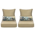thumbnail image 1 of Aoodor 24'' x 24'' Outdoor & Indoor Deep Seat Cushion Set, furniture pillows and cushions, Olefin Fabric Slipcover and Sponge Foam (Set of 2 Seats, 2 Backs, 2 Lumbar Pillows))- Brown, 1 of 9