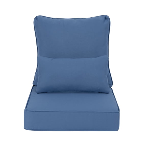 Aoodor 24" x 24" Patio Chair Cushions Set, Memory Foam Outdoor Deep Seat Cushions (1 Seat, 1 Back, 1 Lumbar Pillow) - Navy Blue