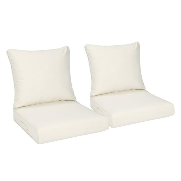 Aoodor 24" x 24" Patio Deep Seat Cushion Set, Water Resistant & Fade Resistant Outdoor Furniture Cushions with Adjustable Straps for Patio, Deck, Garden, Set of 2