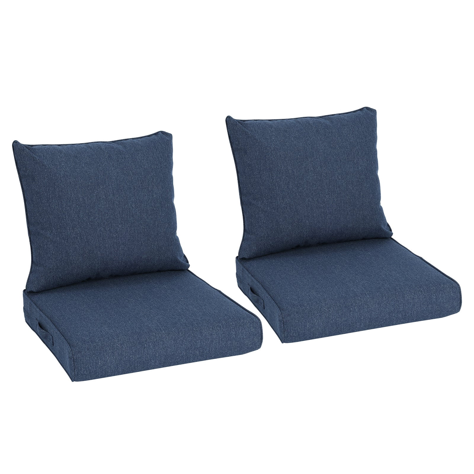 Aoodor 24" x 24" Patio Deep Seat Cushion Set, Water Resistant & Fade Resistant Outdoor Furniture Cushions with Adjustable Straps for Patio, Deck, Garden, Set of 2