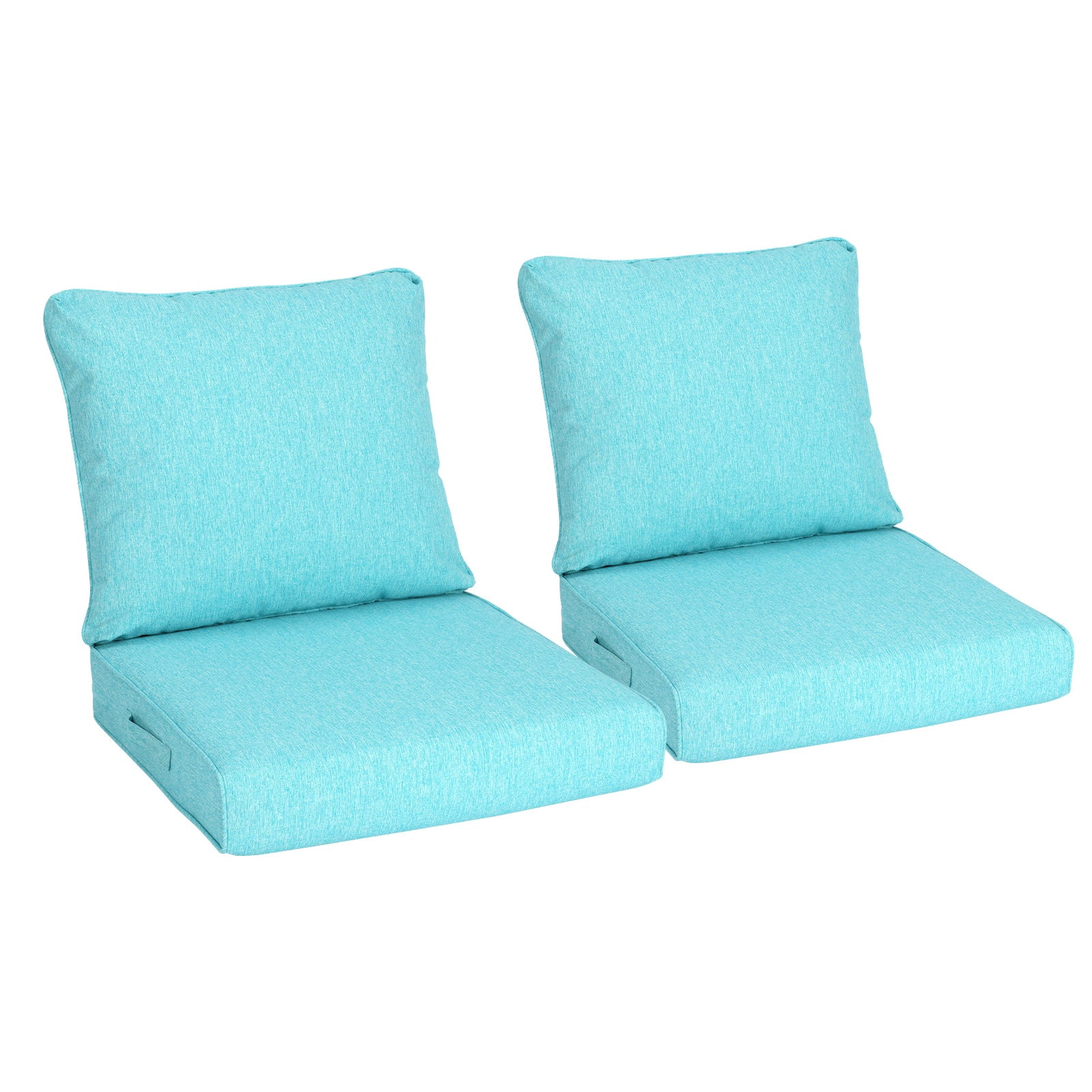 Aoodor 24" x 24" Patio Deep Seat Cushion Set, Water Resistant & Fade Resistant Outdoor Furniture Cushions with Adjustable Straps for Patio, Deck, Garden, Set of 2