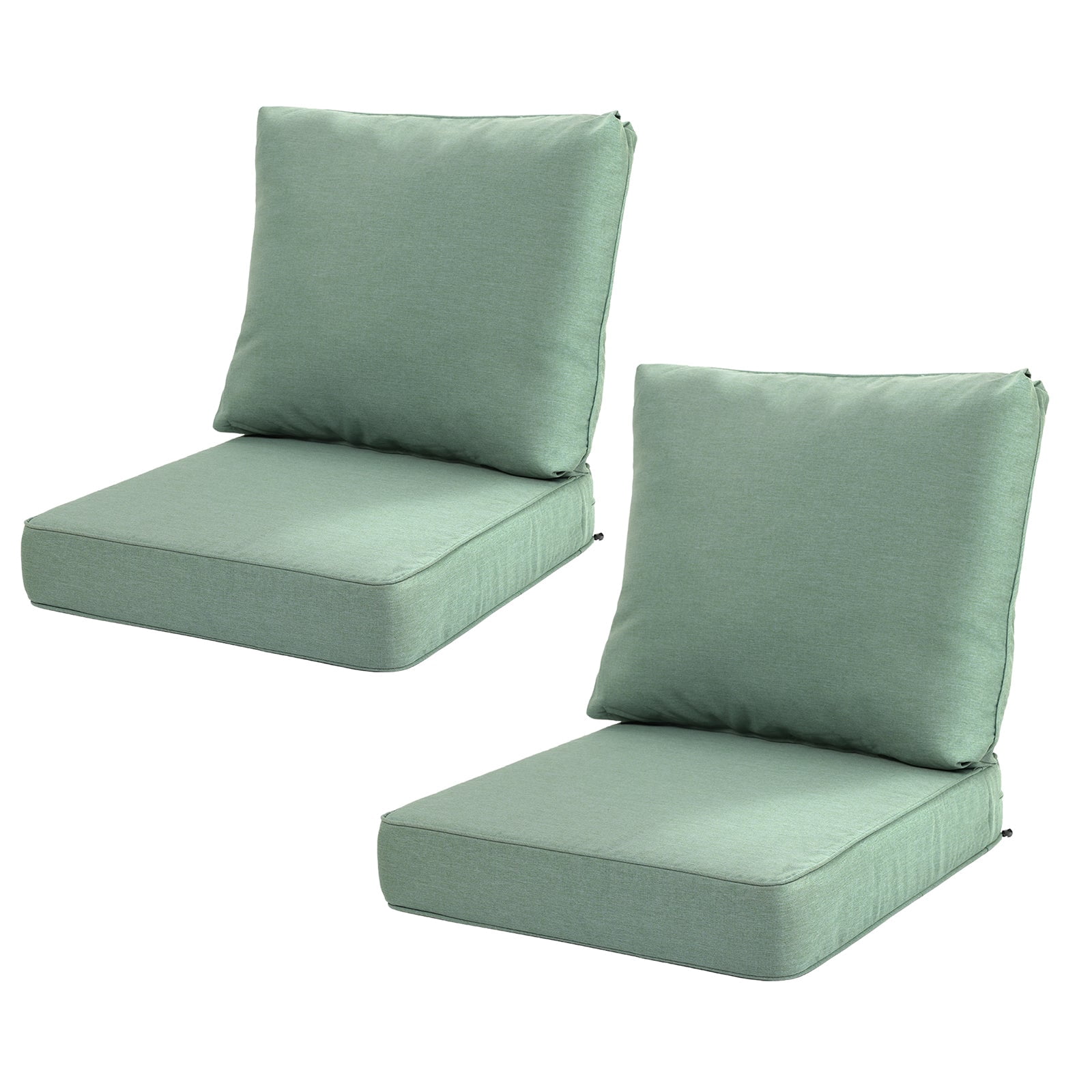 Aoodor 24 x 26 Inch Outdoor Seat Cushion Set of 2, Water-Resistant & Fade Resistant Deep Seat and Back Cushion with Removable Cover for Patio Furniture Chair, Sofa and Couch, Forest Green