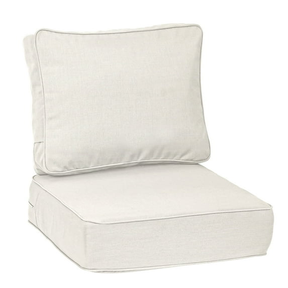 Aoodor 24x24x6 Inch Weather-Resistant Sunbrella Fabric Outdoor Patio Chair Cushions Set with Individual Pocket Springs for Patio Chair, Sofa, and Couch (Spectrum Eggshell)