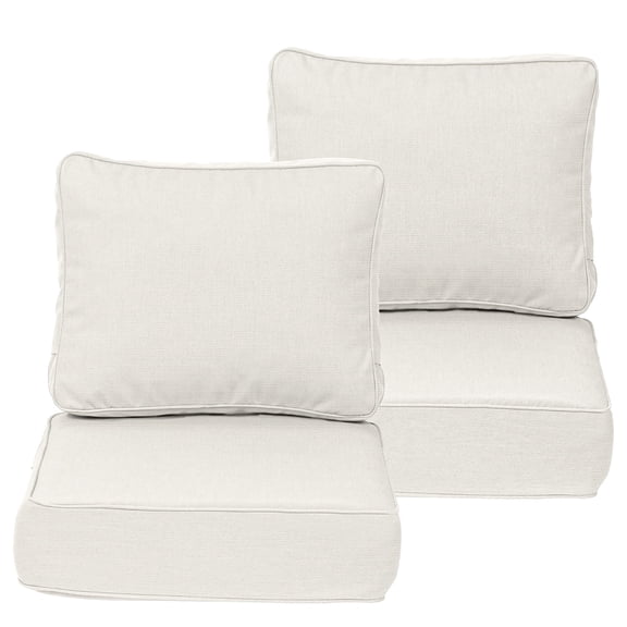 Aoodor 24x25x6 Inch Weather-Resistant Sunbrella Fabric Outdoor Patio Chair Cushions Set with Individual Pocket Springs for Patio Chair, Sofa, and Couch, Set of 2 (Spectrum Eggshell)