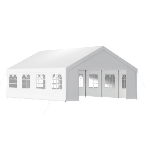 Aoodor 26 x 20 ft Marquee Party Tent with Church Window Sidewalls, Waterproof Pavillion Tent, Outdoor Event Tent, Wedding Party Tent - White