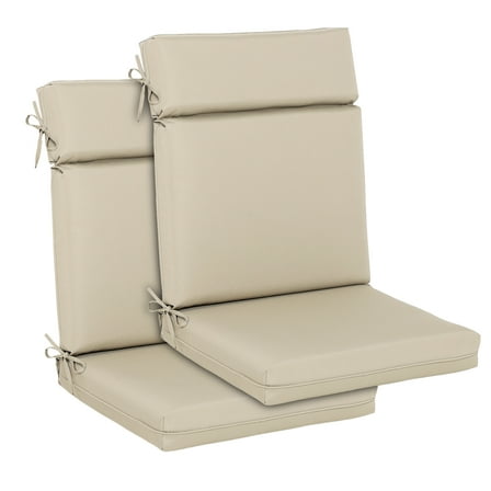 Aoodor 2Pcs Outdoor Dining Chair Cushion Set, 37” x 20” x 2.8”, Beige