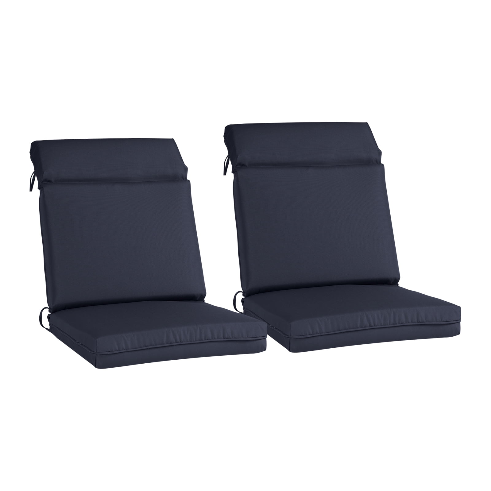 Aoodor 2Pcs Outdoor High Back Dining Chair Cushion Set Fade and Water Resistant Polyester Fabric Cover with Ties and Zipper 37 x20 x2.8 Navy Blue Walmart