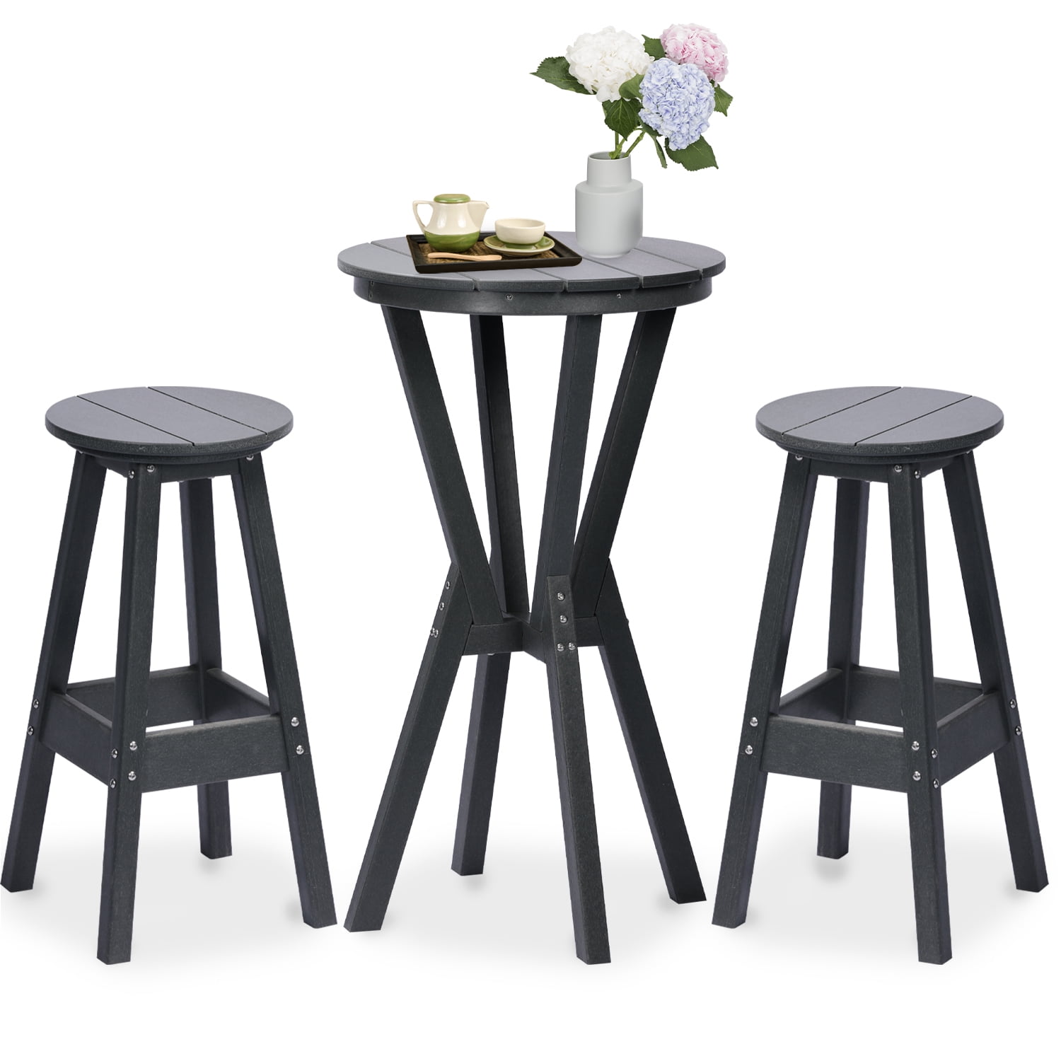 Aoodor 3Piece Bar Table Set, Bar Height Table with 2 Bar Stools, Small