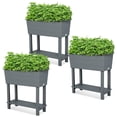 thumbnail image 1 of Aoodor Raised Garden Bed Kit with Legs, 3Pcs Self-Watering Planter Boxes for Outdoor Gardening - Gray, 1 of 8