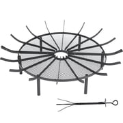 Aoodor 36'' Fire Grate Log Grate, Round Spider Wagon Wheel Firewood Grates, Heavy Duty Fire Pit Grate - Black