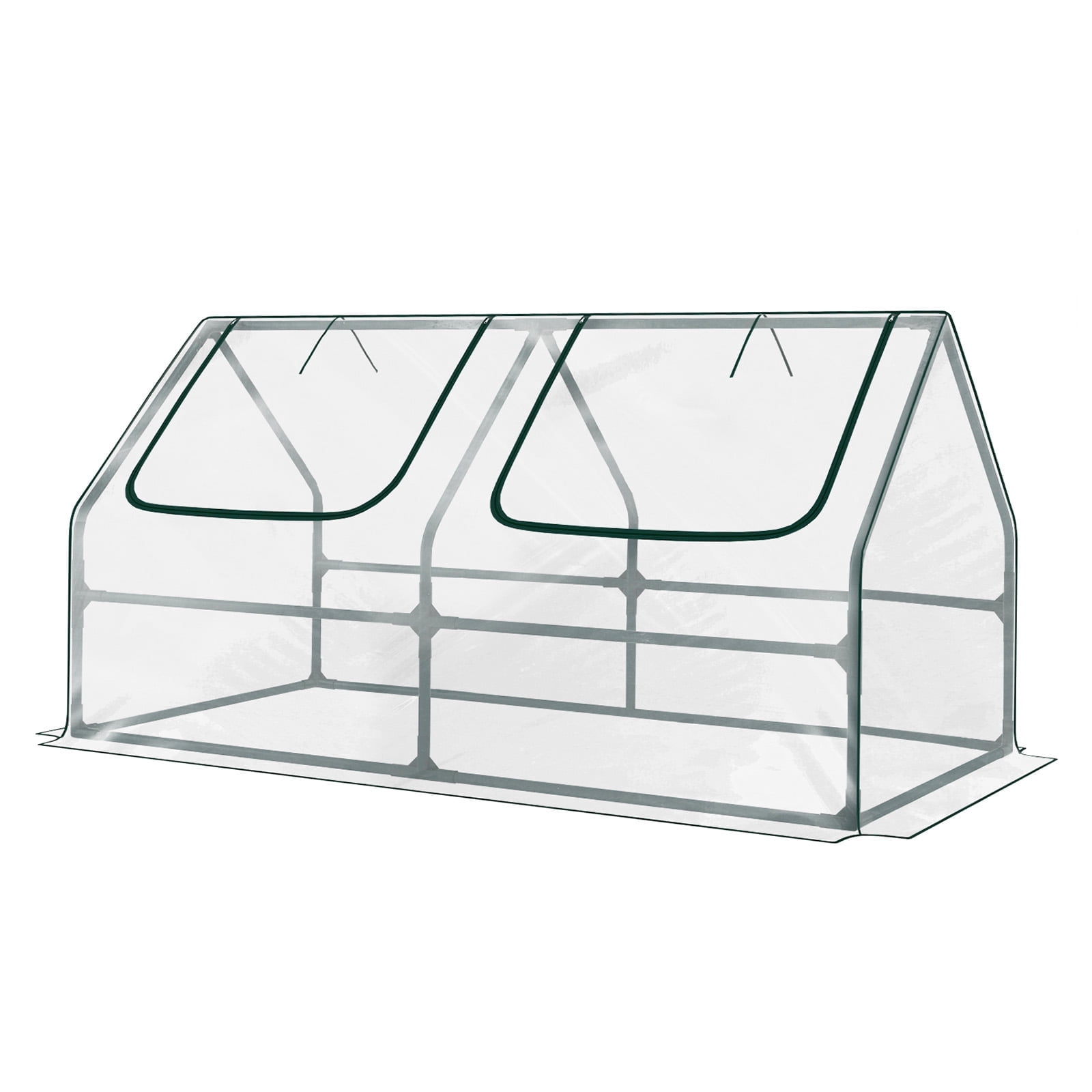 Aoodor 4 ft. x 2 ft. x 2 ft. Mini Greenhouse with 2 Zipper Doors, Water Resistant UV Protected for Flowers, vegetables and herbs - Transparent