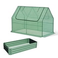 thumbnail image 1 of Aoodor Raised Garden Bed Kit, 4x2x3 ft Galvanized Planter Box with PE Cover, Screen Windows for Gardening, Green, 1 of 8