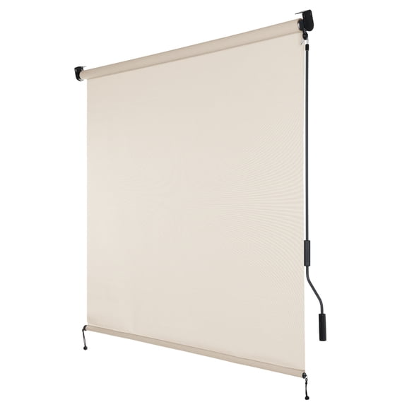 Aoodor Solar Fabric Cordless Outdoor Sun Shades, 8'W x 8'H, 5% Openness, Windproof Privacy Blinds
