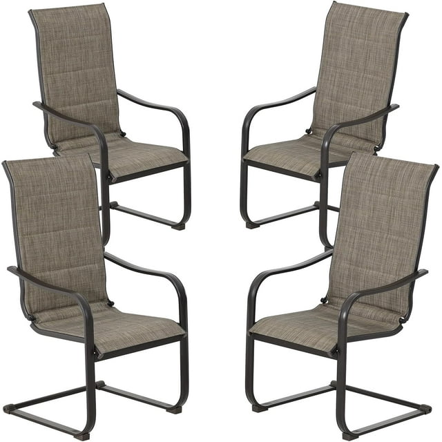 Aoodor 6 Pieces CSpring Motion Patio High Back Dining Chairs in