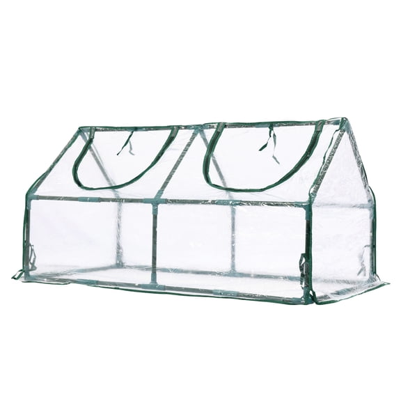 Aoodor 6 ft. x 3 ft. x 3 ft. Mini Greenhouse with 2 Zipper Doors, Water Resistant UV Protected for Flowers, vegetables and herbs - Transparent