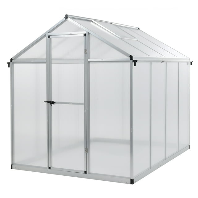 Aoodor 6'x8' Walk-in Polycarbonate Greenhouse with Vent, Door Lock, for ...