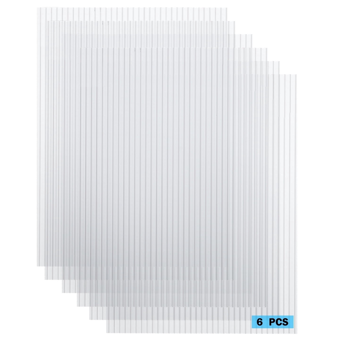 Aoodor 6PCS 24'' (W) x 64'' (L) x 0.16'' Polycarbonate Greenhouse Panel Waterproof UV Protected Reinforced Clear Sheets, Outdoor Garden and Greenhouse Covering