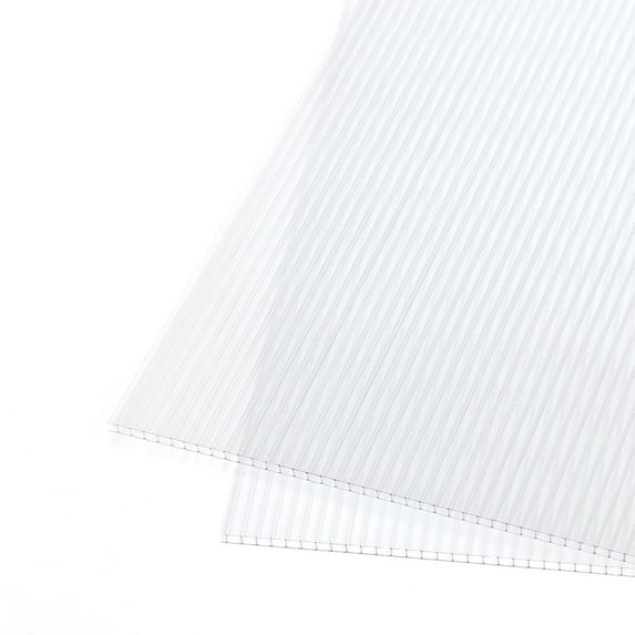 Aoodor 6Pcs 24'' (W) x 48'' (L) x 0.24'' Polycarbonate Greenhouse Panels, Waterproof UV Protected Reinforced Sheets, Outdoor Garden and Greenhouse Covering, Twin-Wall Clear Sheets