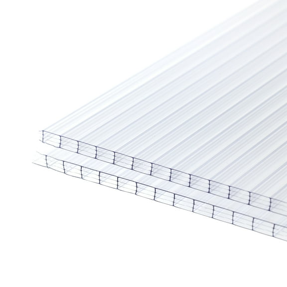 Aoodor 6Pcs 24'' (W) x 48'' (L) x 0.4'' Polycarbonate Greenhouse Panels,  Waterproof UV Protected Reinforced Sheets, Outdoor Garden and Greenhouse Covering, Multi-wall Clear Sheets