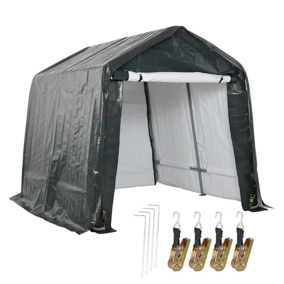 Aoodor 6ft x 8ft Heavy Duty Storage Shelter Black Carports