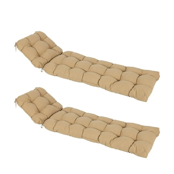 Aoodor Outdoor Tufted Chaise Lounge Cushions, Set of 2, 76" x 22" x 5" Thick, Water-Resistant and Fade-Resistant Patio Furniture Pads, Brown