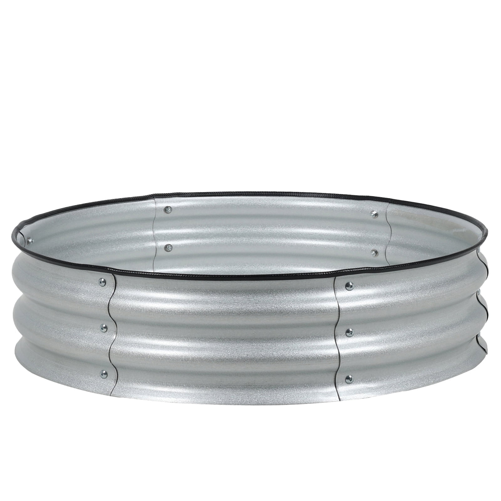 Aoodor 9" Tall 30" Metal Raised Garden Bed Kit, Outdoor Round Planter Box for Vegetables, Flowers, Herbs, Silver
