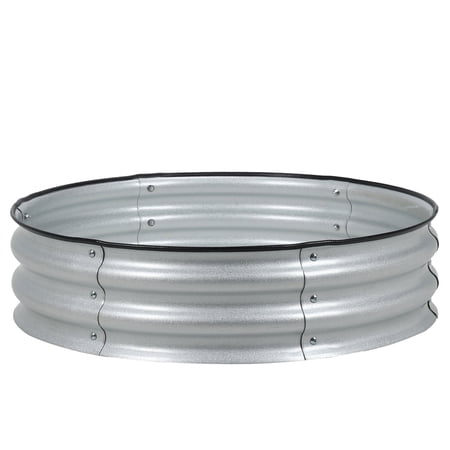 Aoodor 9" Tall 30" Metal Raised Garden Bed Kit, Outdoor Round Planter Box for Vegetables, Flowers, Herbs, Silver