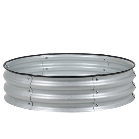 Aoodor 9" Tall 30" Metal Raised Garden Bed Kit, Outdoor Round Planter Box for Vegetables, Flowers, Herbs, Silver