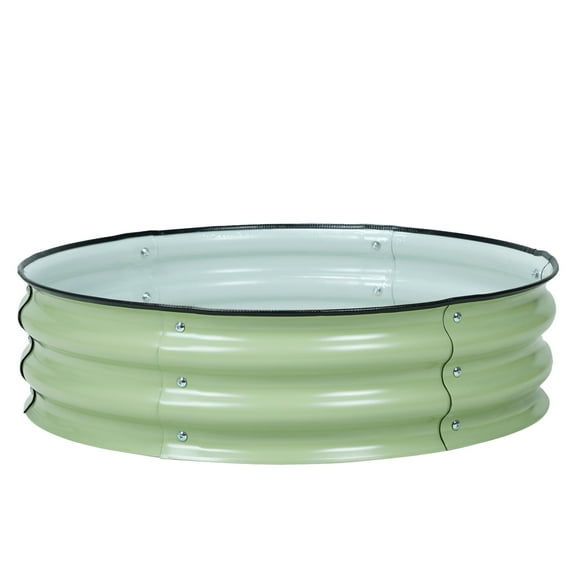 Aoodor 9" Tall 30" Metal Raised Garden Bed Kit, Outdoor Round Planter Box for Vegetables, Flowers, Herbs, Green