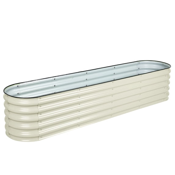 Aoodor 9-in-1 Modular Metal Raised Garden Bed, 89"L x 18"W x 17"H Outdoor Planter Box for Vegetables, Flowers, Herbs, Beige