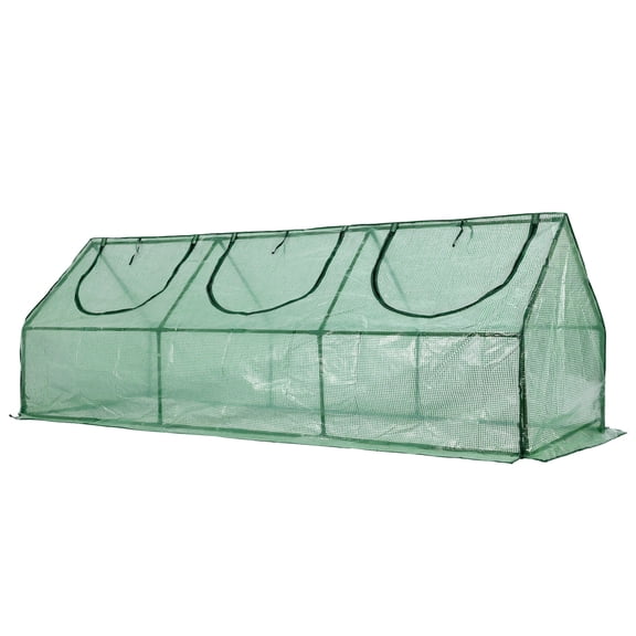 Aoodor 9' x 3' x 3' Mini Greenhouse with Zipper Doors, UV & Water Resistant- Green