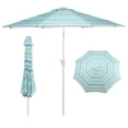 thumbnail image 1 of Aoodor 9FT Outdoor Patio Umbrella with 8 Steel Ribs and Push Button Tilt Crank, Green and Blue, 1 of 8