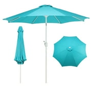 Aoodor 9FT Outdoor Patio Umbrella with 8 Steel Ribs and Push Button Tilt Crank, UV Protection, Light Blue