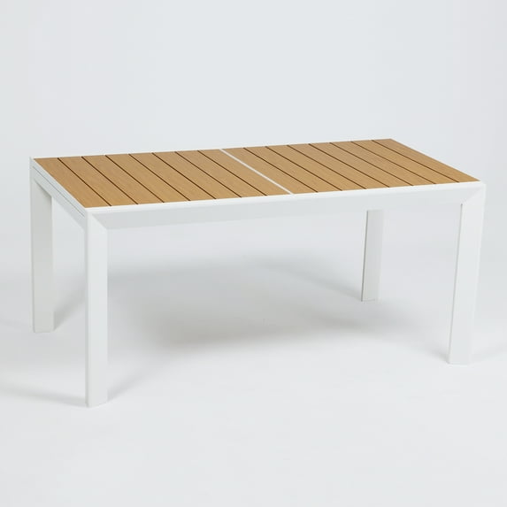 Aoodor All-aluminum Stretch Table with Wood Grain Top Stretchable to Save Space