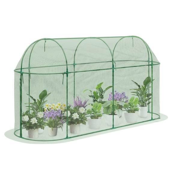 Aoodor 10'x3'x5' Crop Cage Plant Protection Netting Tent with Zippers for Vegetables Fruits and Plant, Suitable for Garden Yard and Lawn