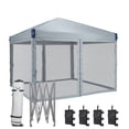 thumbnail image 1 of Aoodor 12'x12' Pop Up Canopy with Removable Mesh Sidewalls, Outdoor Portable Instant Shelter Tent-Gray, 1 of 8