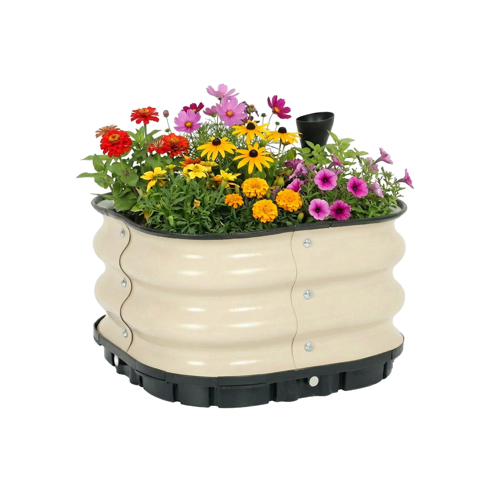 Aoodor 16.5" Galvanized Self-Watering Raised Garden Bed with Drainage-Beige