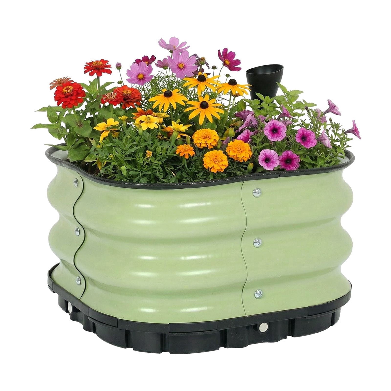 Aoodor 16.5" Galvanized Self-Watering Raised Garden Bed with Drainage-Green