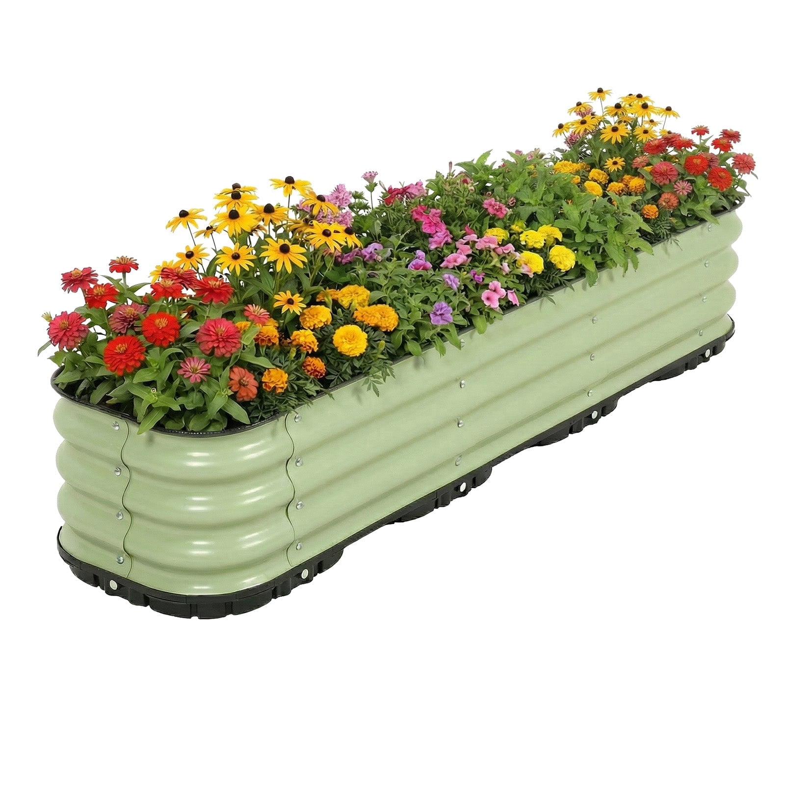 Aoodor 63'' Galvanized Self-Watering Raised Garden Bed with Drainage-Green
