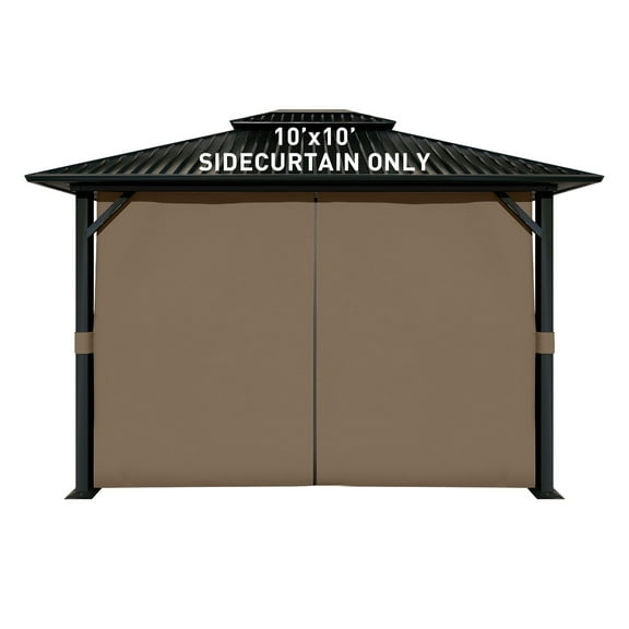 Aoodor 10' x 10' Gazebo Curtain Set Protecting Privacy Side Walls 4 Panels, Curtain Only - Brown