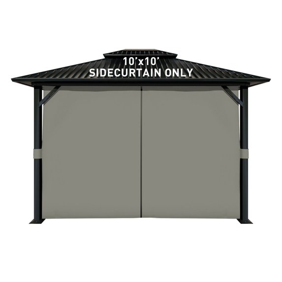 Aoodor 10' x 10' Gazebo Curtain Set Protecting Privacy Side Walls 4 Panels, Curtain Only - Grey
