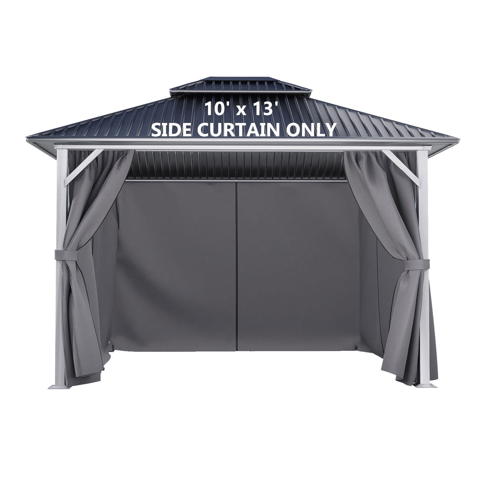 Gray Polyester Outdoor Gazebo Privacy Curtains with Zipper Closure
