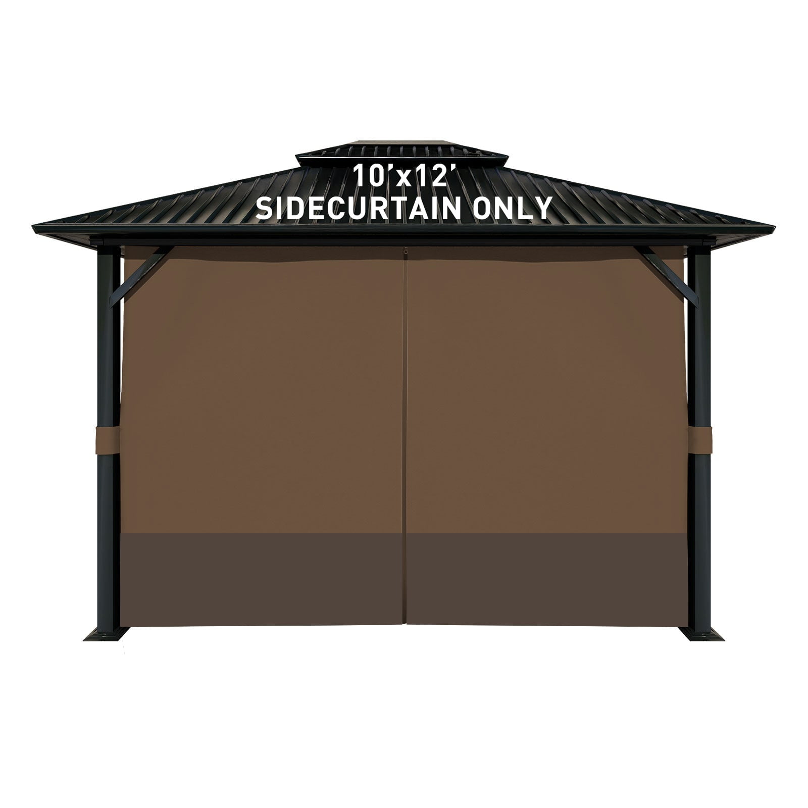 Aoodor 10' x 12' Gazebo Curtain Set Protecting Privacy Side Walls 4 Panels, Curtain Only - Brown and Coffee