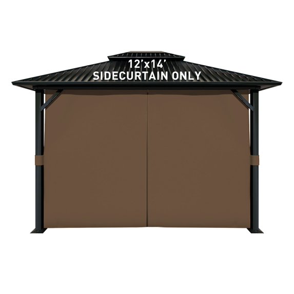 Aoodor 12' x 14' Gazebo Curtain Set Protecting Privacy Side Walls 4 Panels, Curtain Only - Brown