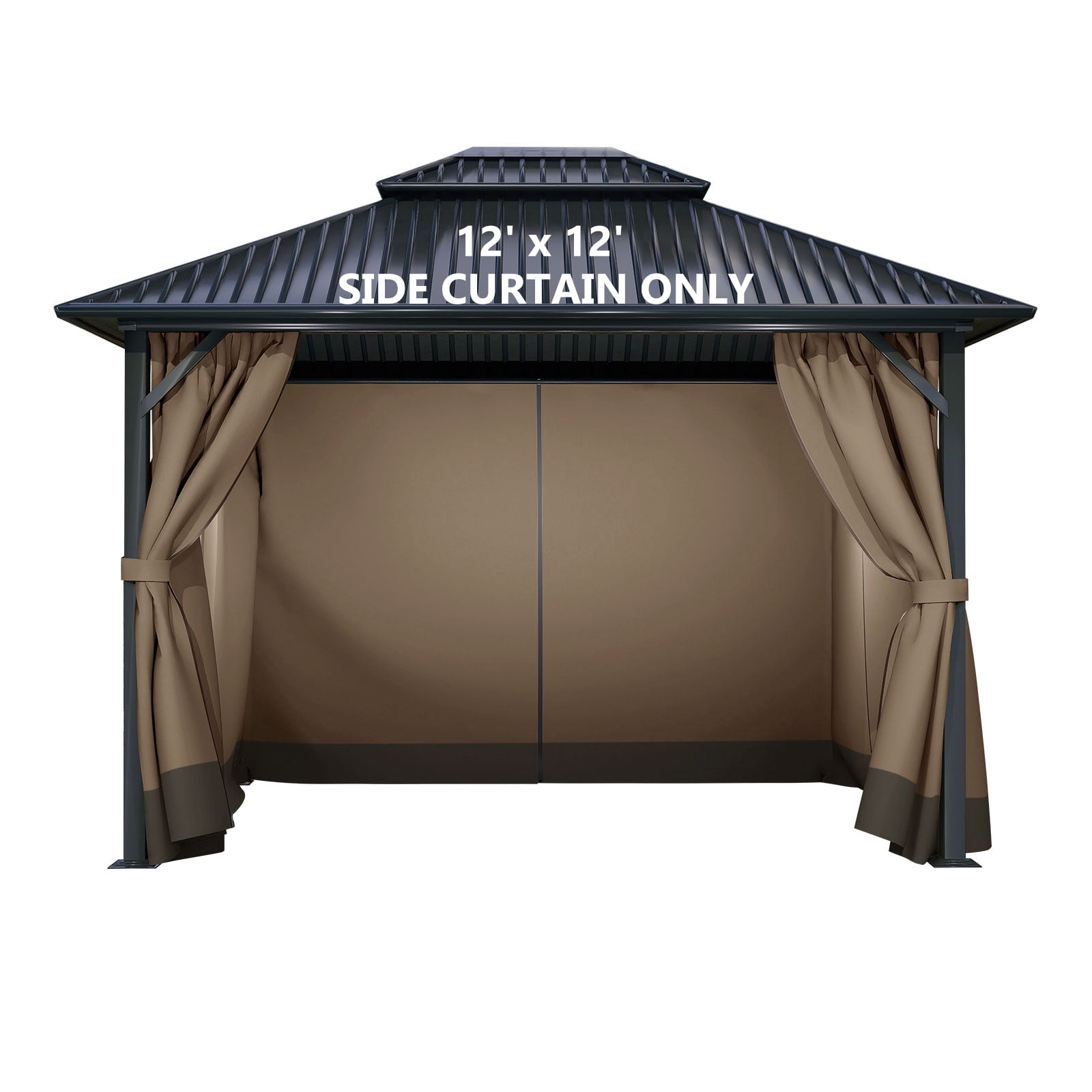 Aoodor Gazebo Curtain Replacement-Universal 4-Panel Sidewalls 12'x12