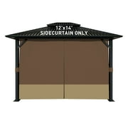 Aoodor 12' x 14' Gazebo Curtain Set Protecting Privacy Side Walls 4 Panels, Curtain Only - Brown and Coffee
