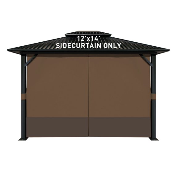 Aoodor 12' x 14' Gazebo Curtain Set Protecting Privacy Side Walls 4 Panels, Curtain Only - Brown and Coffee