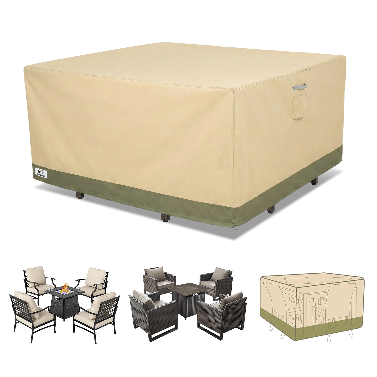 Aoodor Heavy Duty Outdoor Furniture Set Cover, 600D Waterproof Oxford Patio Sectional Set Cover Covers with Air Vents for for Patio General Purpose Furniture, 86"L x 86"W x 32"H