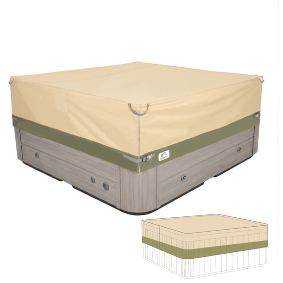 Aoodor Heavy Duty Outdoor Hot Tub Cover, 600D Waterproof Oxford Spa and Hot Tub Cover Replacement Covers with Zipper and Air Vents for Square Inflatable Hot Tub, 80"W x 80"D x 20"H